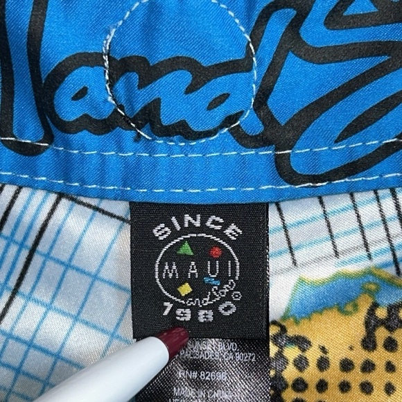 MAUI & SONS Tropical Grid Swim & Surf Shorts Mens 32 Summer Sale $10 - Picture 8 of 9